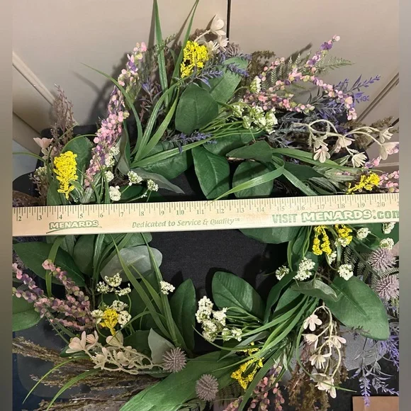 Mixed Floral Thistle & Lavender Wreath 22’’ Wildflower Wreath Spring Summer - Picture 5 of 5